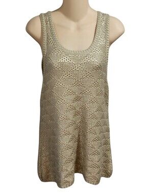 Moth Anthropologie Sweater Tank Top Size S Gold Metallic Chunky Knit Boho Chic